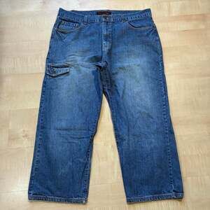 Blue Tab by True Urban Baggy Cargo Jeans Size 38 Medium Wash Y2K Skate